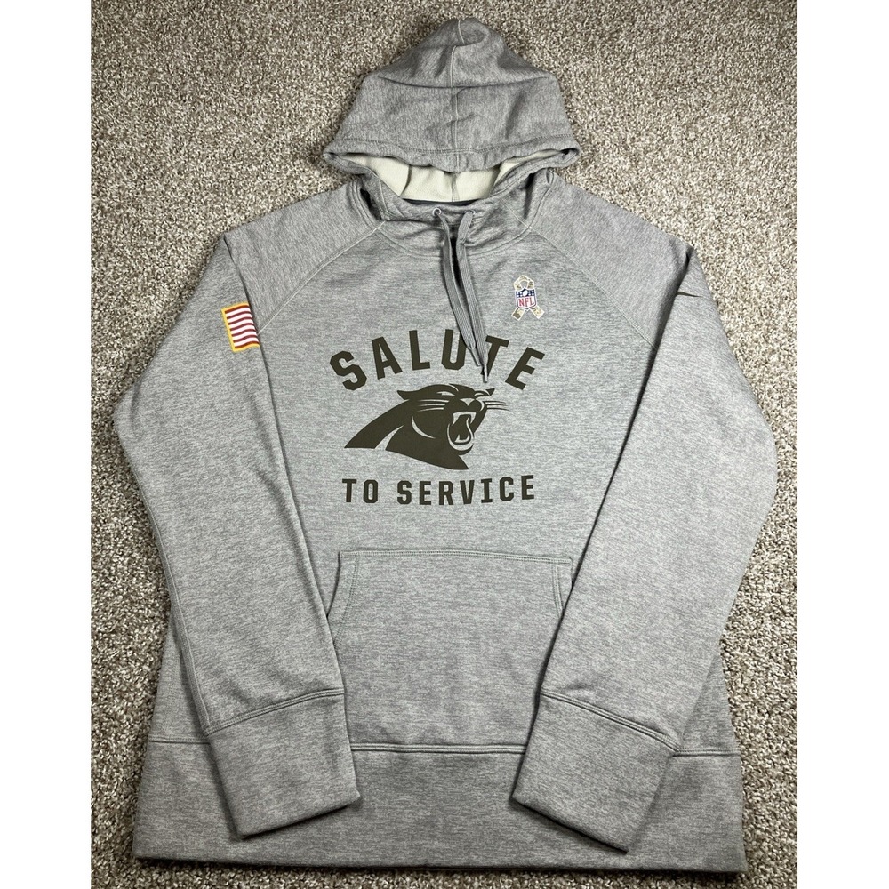 Nike Therma-Fit Salute to Service Carolina Panthers Womens Hoodie Large Gray